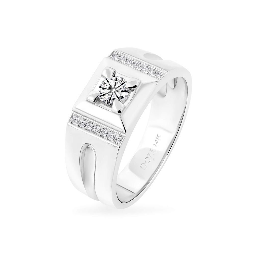Nhẫn vàng trắng 14K gắn kim cương DOJI AMRB200003F2HA1