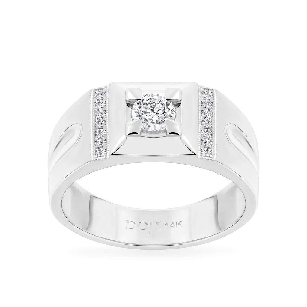 Nhẫn vàng trắng 14K gắn kim cương DOJI AMRB200003F2HA1