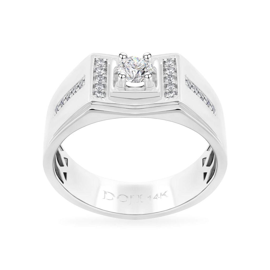 Nhẫn vàng trắng 14K gắn kim cương DOJI AMRB200034F2HA1