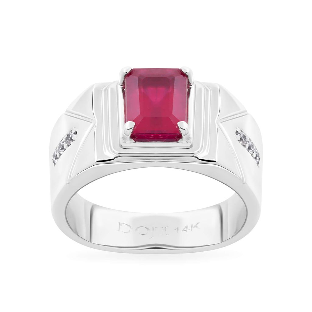 Nhẫn vàng trắng 14K gắn đá ruby DOJI AMRH000407F2RU1