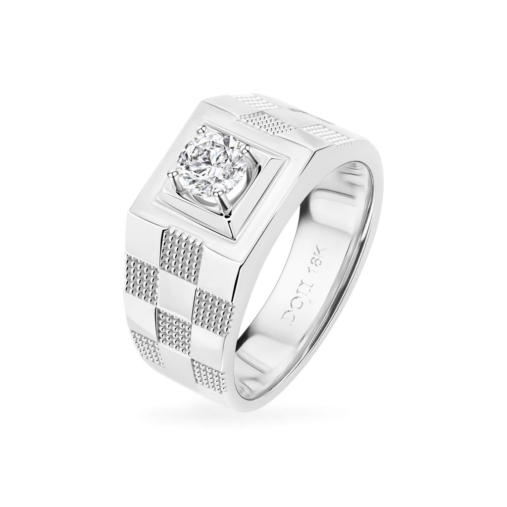 Nhẫn vàng trắng 18K gắn đá CZ DOJI AMRM300477D2CZ1