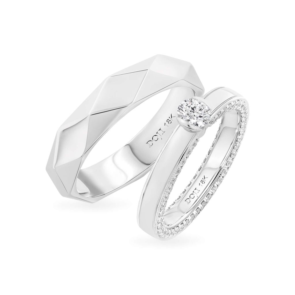 Nhẫn cưới 18K DOJI AWMF000082D2KK1 - AWFF000082D2NN1