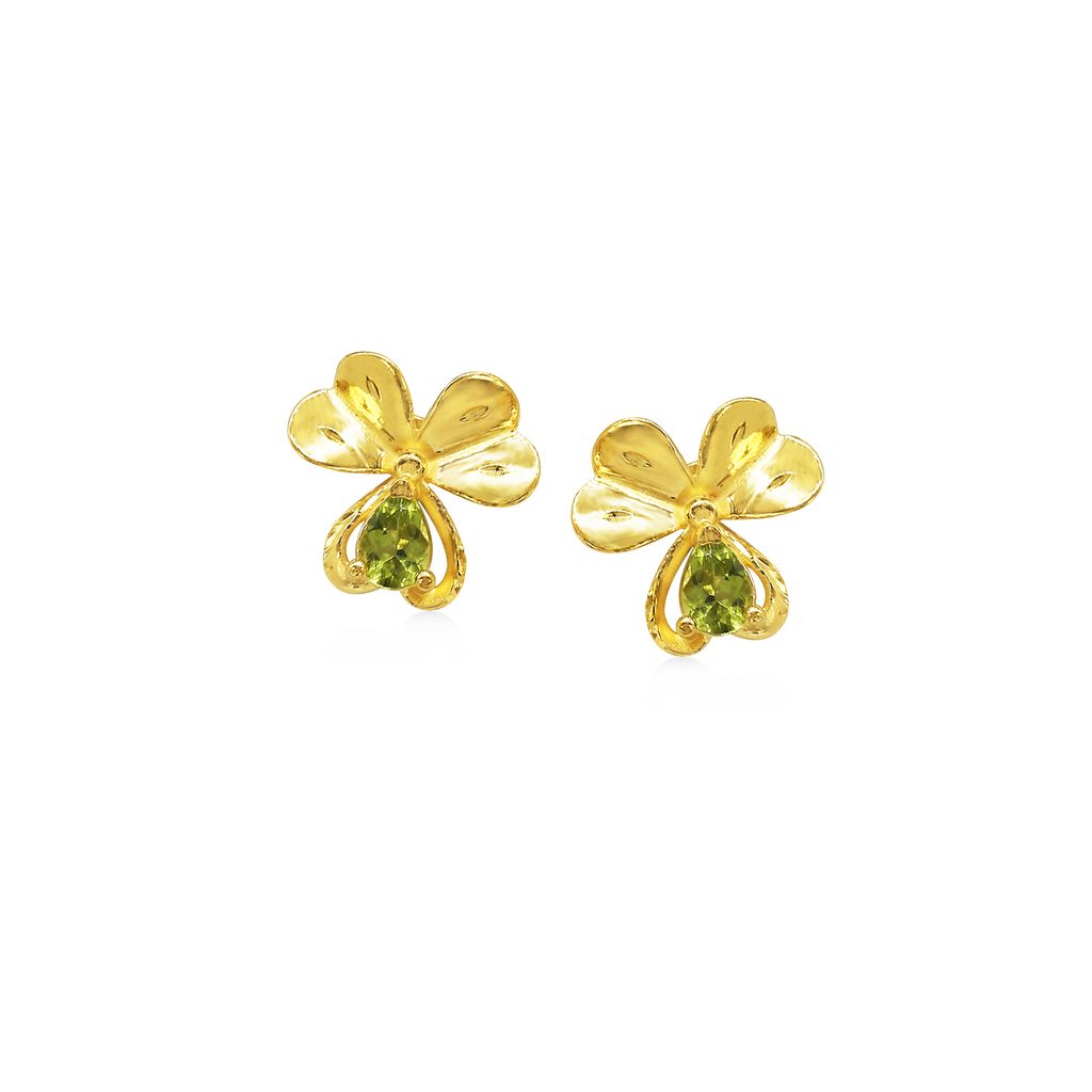 Hoa tai vàng 24K gắn đá peridot DOJI BLE0004180A1PE1