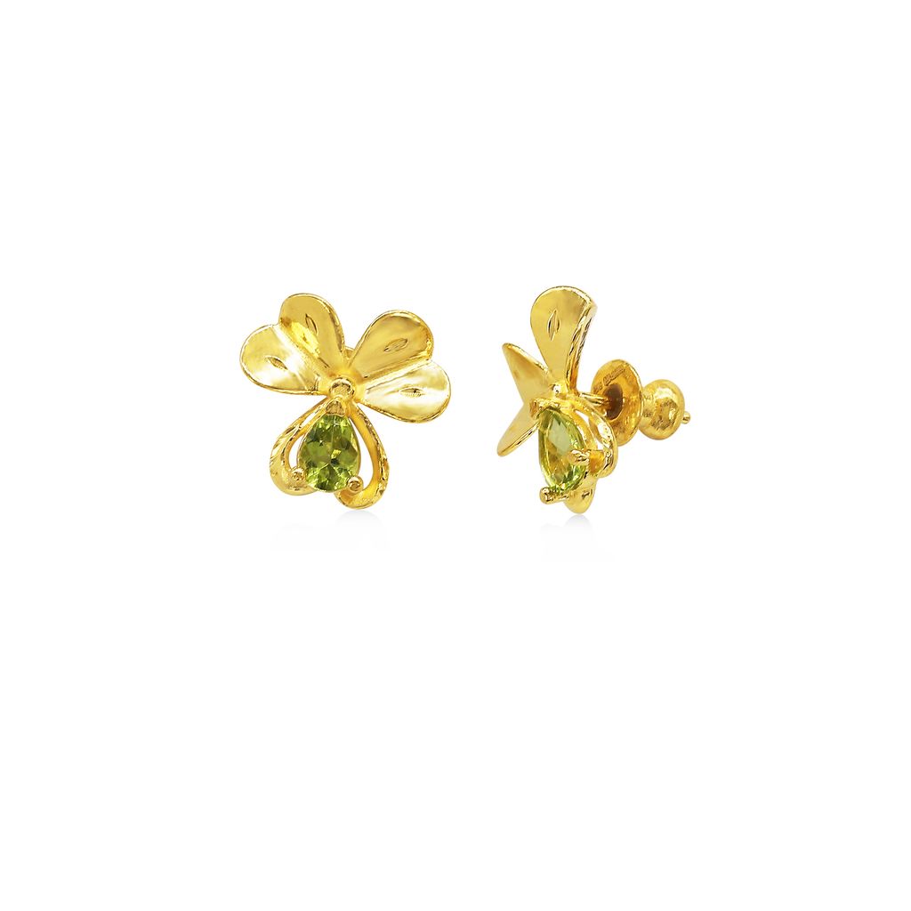 Hoa tai vàng 24K gắn đá peridot DOJI BLE0004180A1PE1