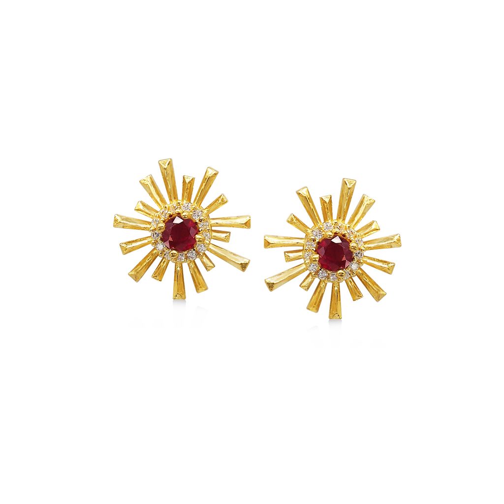 Hoa tai vàng 24K gắn đá ruby DOJI BLE0004190A1RU1
