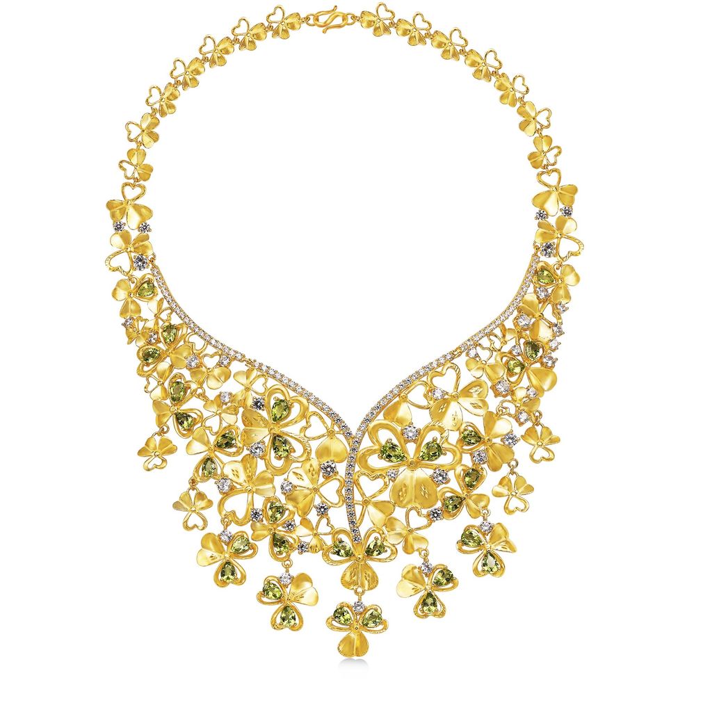 Dây liền mặt vàng 24K gắn đá peridot DOJI BLN0004160A1PE1