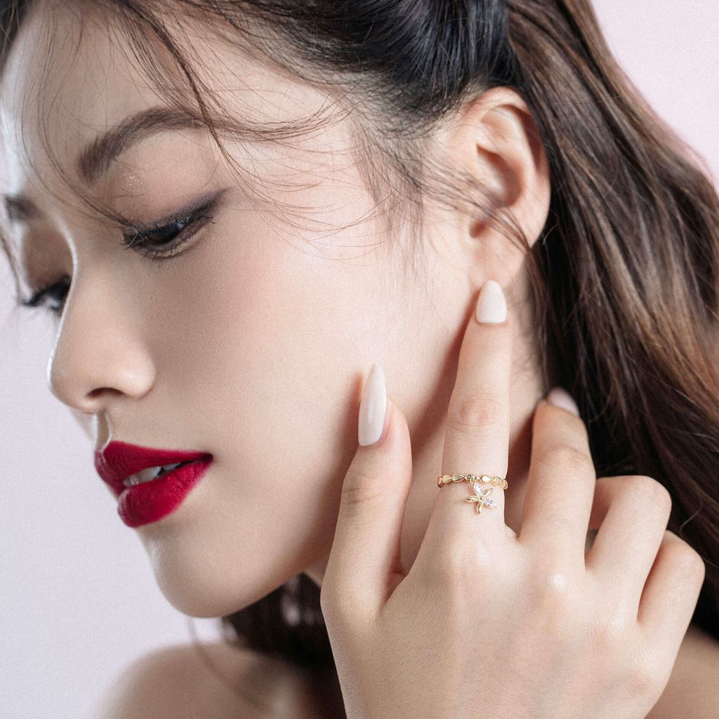Nhẫn nữ vàng vàng 14K gắn đá CZ DOJI AFRK000677F1CZ1