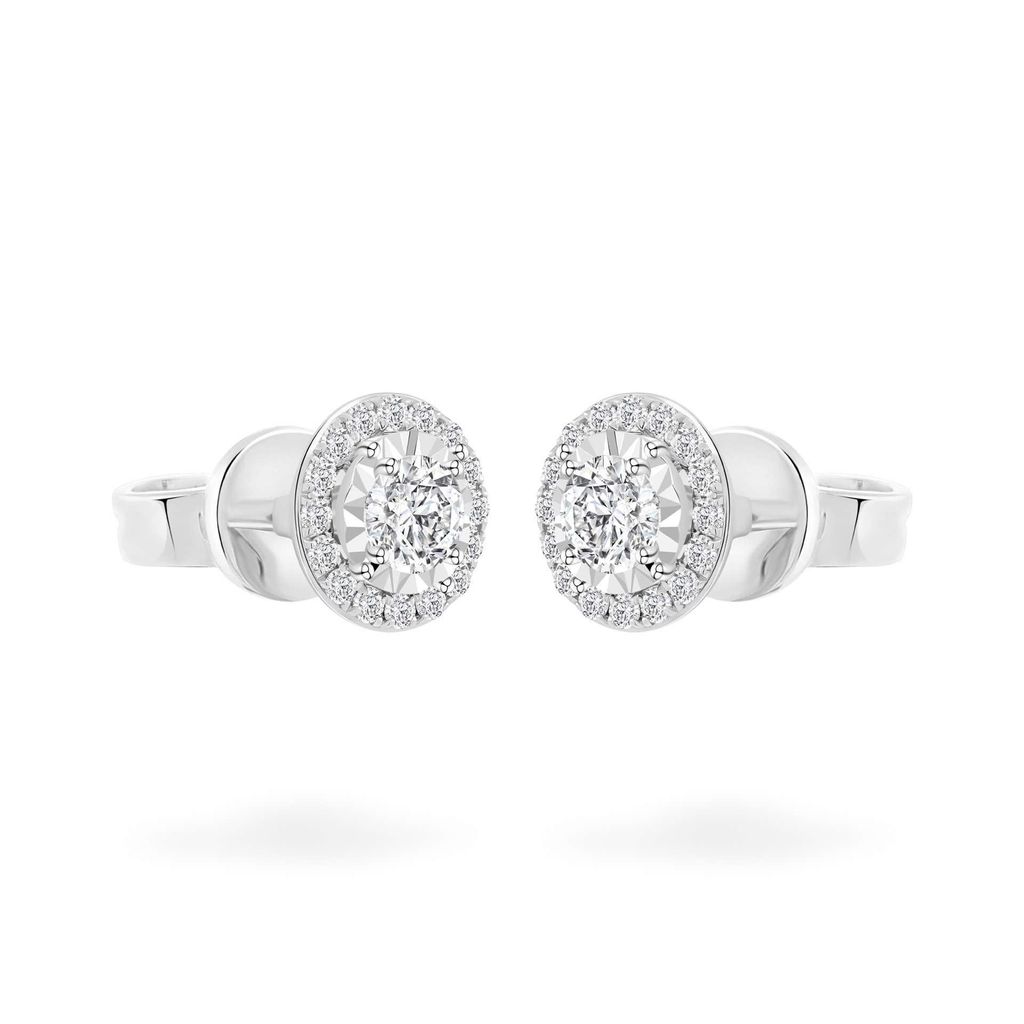 Hoa tai vàng trắng 14K gắn kim cương DOJI AFEB002118F2HA1