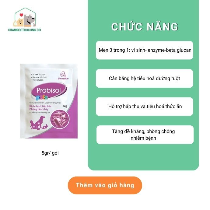  Men Tiêu Hóa Cho Chó Mèo Probisol Pets- Phòng Tiêu Chảy Tăng Đề Kháng 