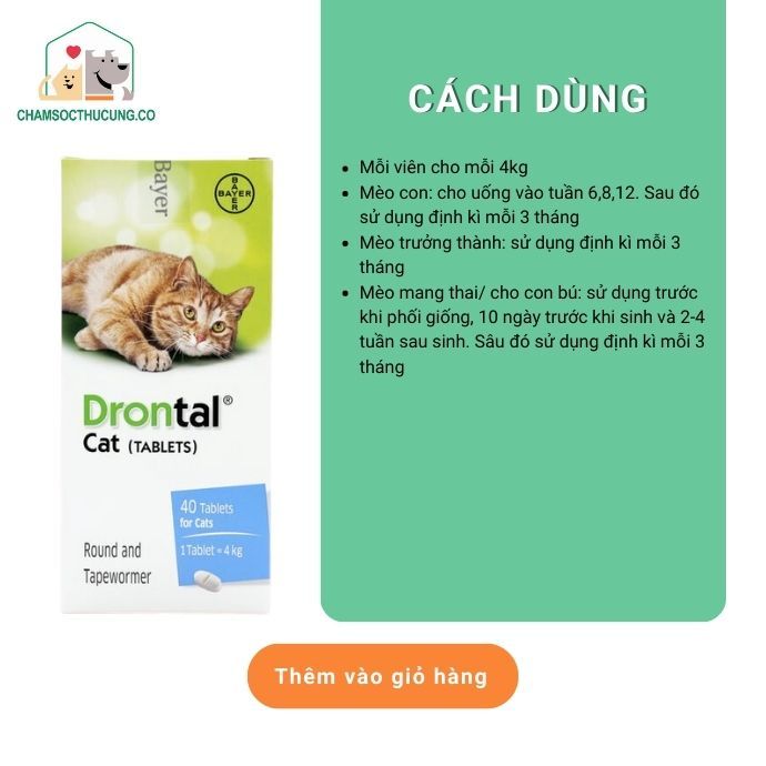  Viên Tẩy Giun Cho Mèo Drontol Bayer - Hàng cao cấp 