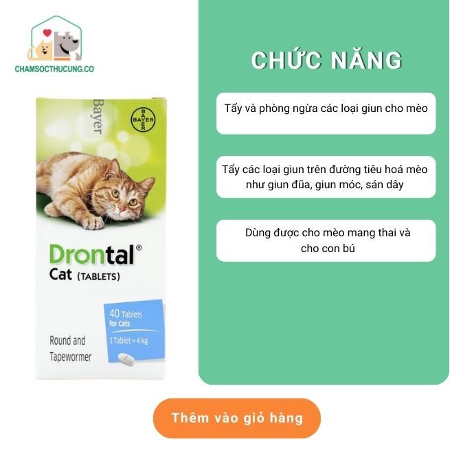  Viên Tẩy Giun Cho Mèo Drontol Bayer - Hàng cao cấp 