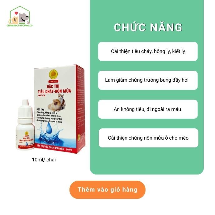  Dung Dịch Hỗ Trợ Tiêu Chảy Nôn Mửa Chó Mèo Spec-Tol Winsgroup 10ml 