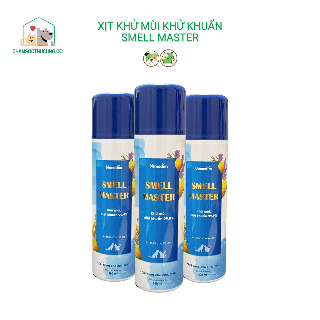  Xịt Khử Mùi Chó Mèo, Diệt Khuẩn- Smell Master Vemedim 200ml 