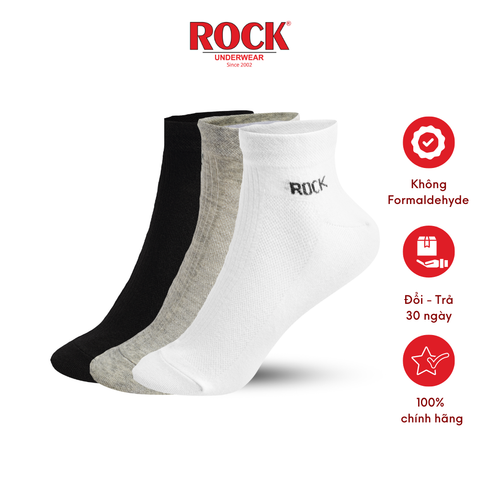 Set 3 Đôi tất nam cao cấp cổ thấp ROCK VA 502, ngăn mùi, thấm hút, kháng khuẩn