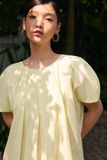  Yellow Pleated Neckline Dress 