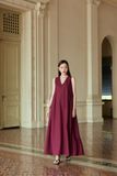  Bordeaux V-neck Flared Dress 