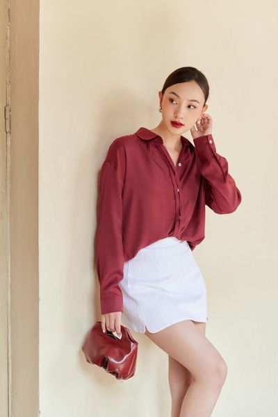  Bordeaux Oversized Flowy Shirt 