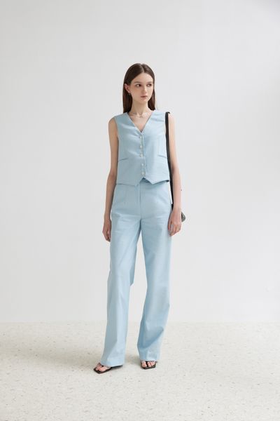  Blue Straight Leg Trousers 