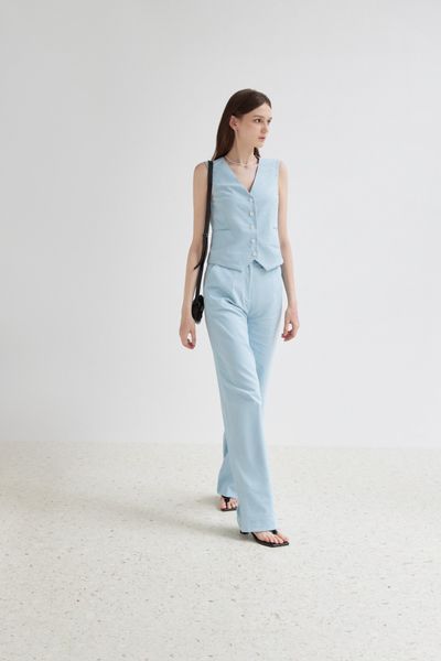  Blue Straight Leg Trousers 