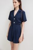  Navy Notched Collar Jumpsuit 