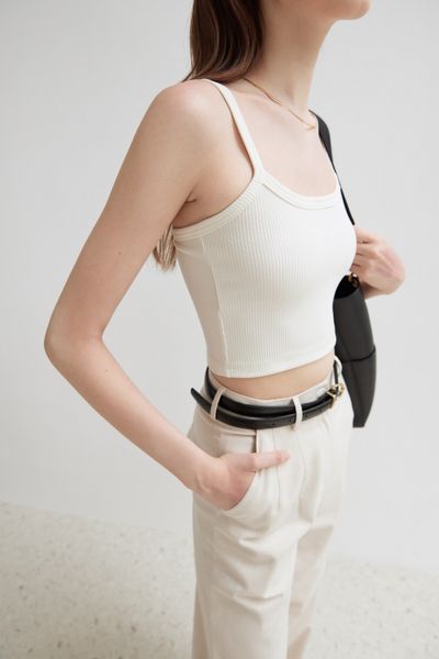  White Cropped Strap Top 