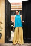  Yellow Wide Leg Silk Pants 