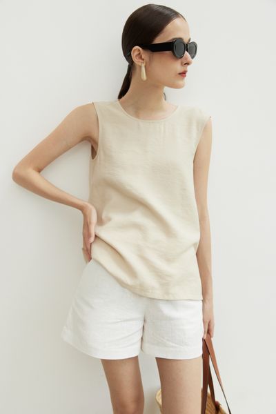  Beige Twisted Back Top 