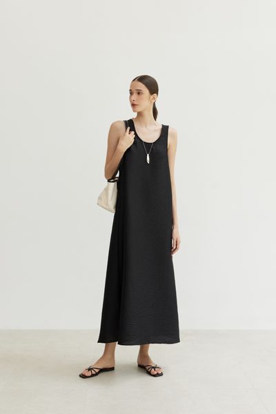  Black Sleeveless Long Dress 