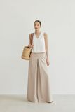  Beige Pleated Detail Trousers 