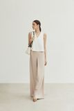  Beige Pleated Detail Trousers 