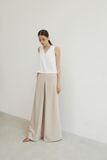  Beige Pleated Detail Trousers 