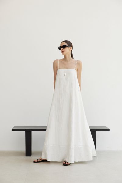  White Flowy Maxi Dress 