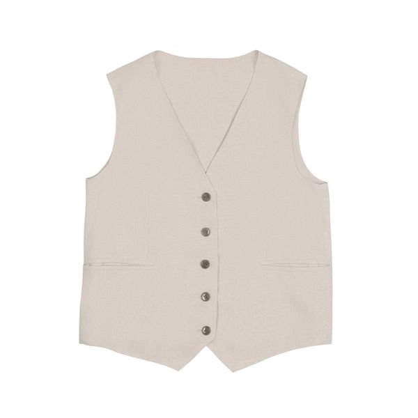  Almond Linen Gilet 