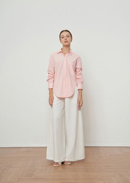  White Linen Flared Trousers 