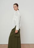  Olive Patch Pocket Midi Skirt 