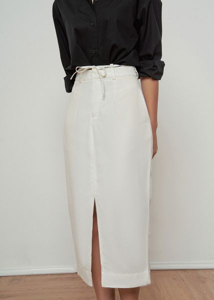  White Linen Tie Front Skirt 