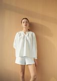  White Long Sleeve Linen Top 