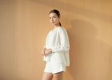  White Long Sleeve Linen Top 