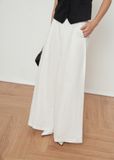  White Linen Flared Trousers 