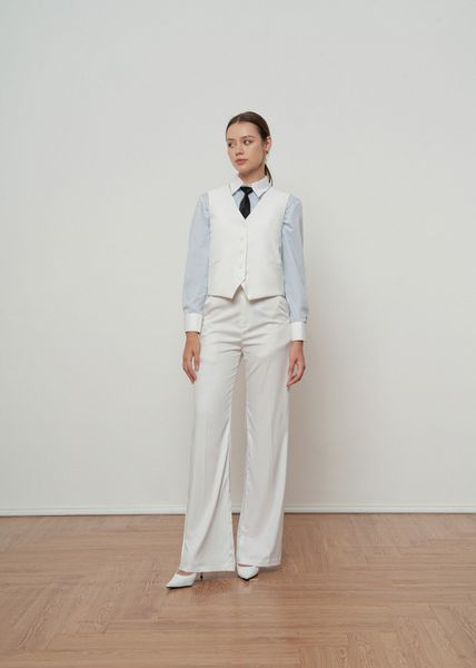  White Straight Leg Trousers 