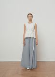  Blue Linen Flared Trousers 