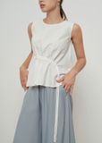  White Ruched Detail Top 