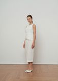  White Linen Tie Front Skirt 