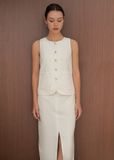  White Linen Tie Front Skirt 