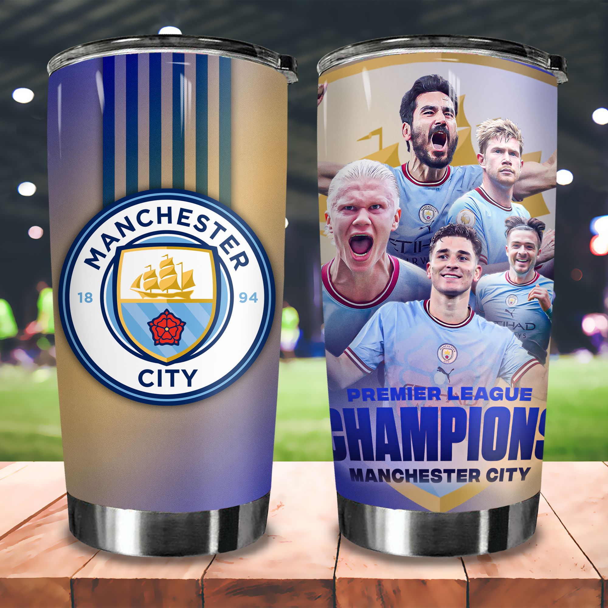 Mancity Champions 1 Go Drink Fans Bóng Đá Cốc giữ nhiệt 600ml In tên, hình ảnh theo yêu cầu