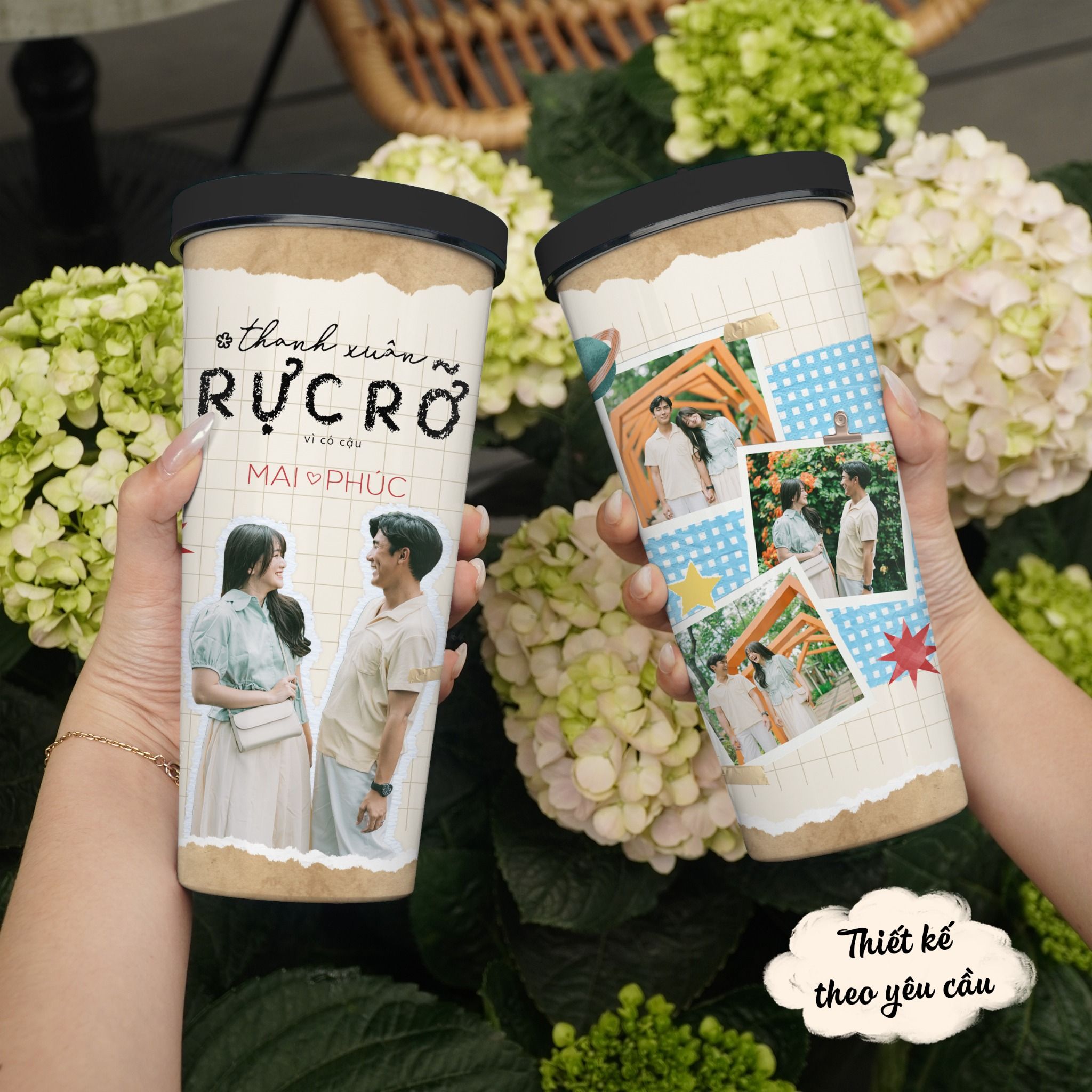 Ghép Ảnh Cặp Đôi Couple Love Go Drink In Tên Ghép Ảnh Ly giữ nhiệt 740ml In Tên, Hình Ảnh Theo Yêu Cầu