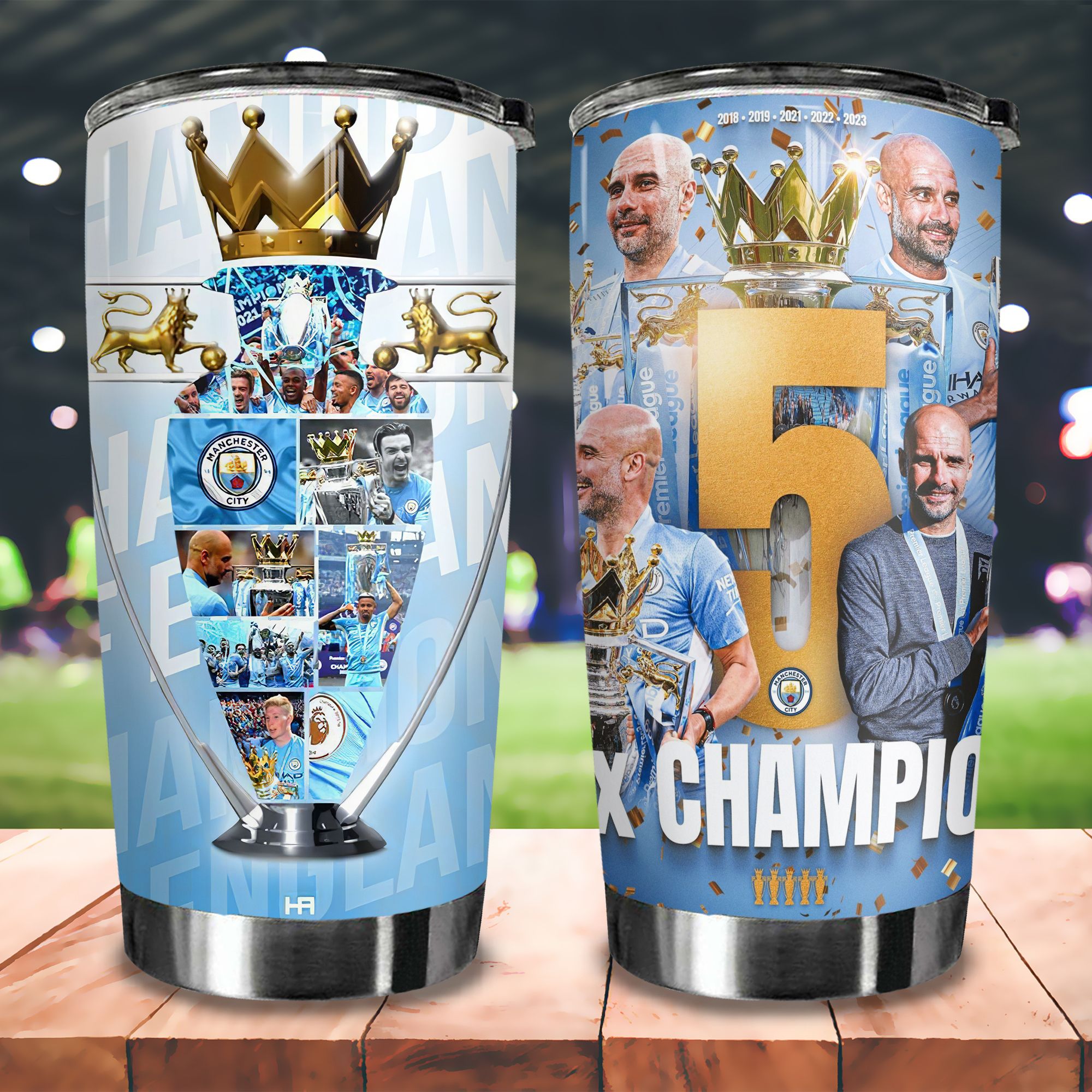Pep 5 Champions Go Drink Fans Bóng Đá Cốc giữ nhiệt 600ml In tên, hình ảnh theo yêu cầu