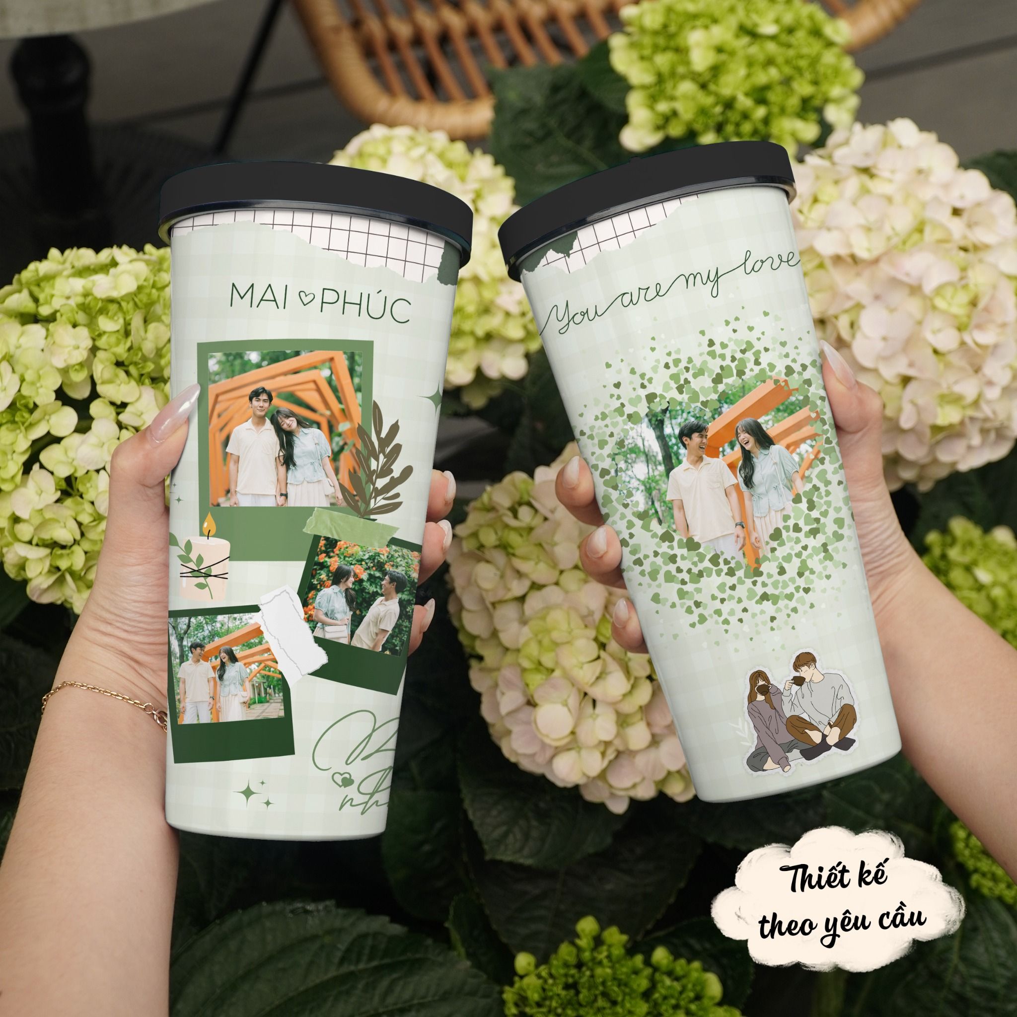 Ghép Ảnh Cặp Đôi Couple Love Go Drink In Tên Ghép Ảnh Ly giữ nhiệt 740ml In Tên, Hình Ảnh Theo Yêu Cầu