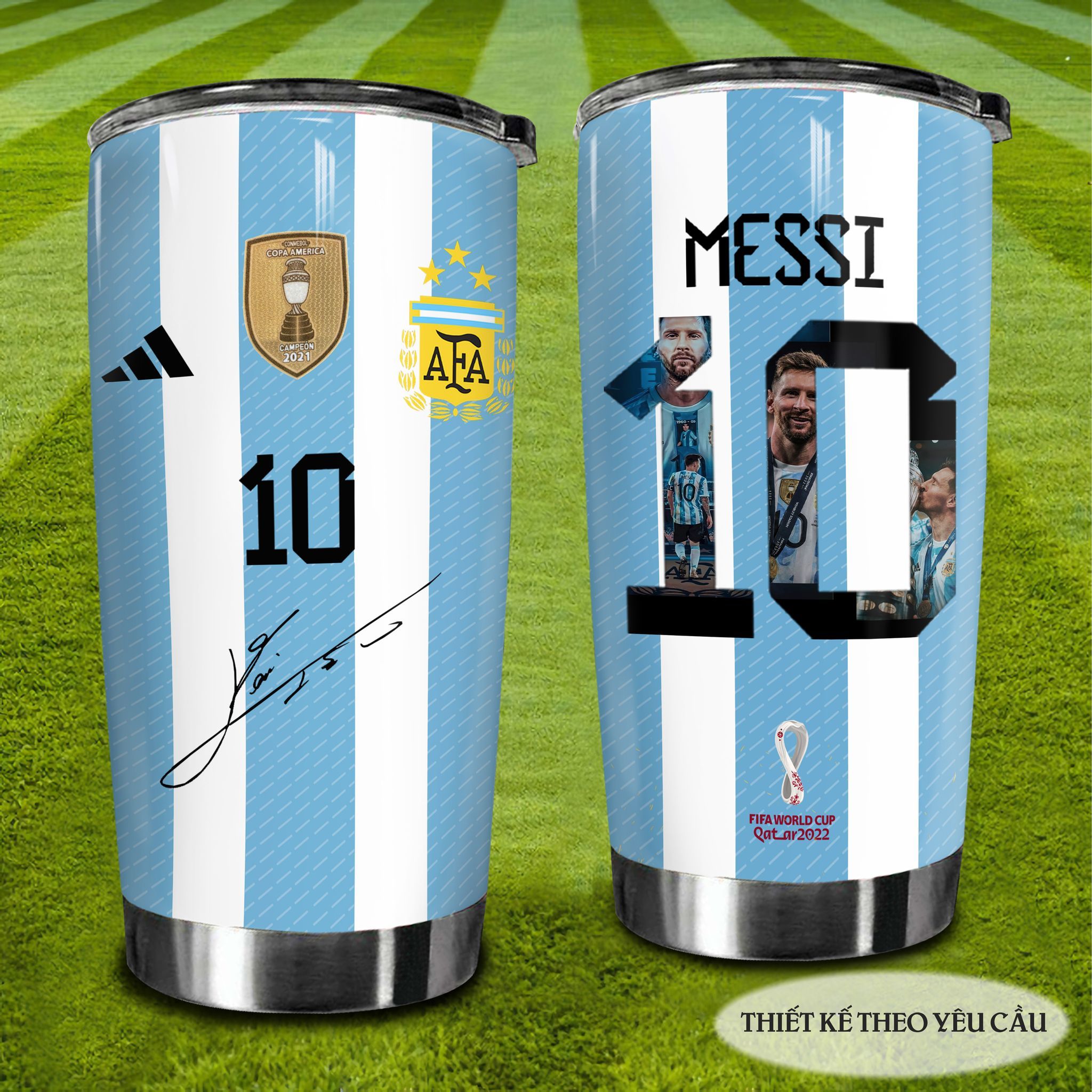 Messi 10 Go Drink Fans Bóng Đá Cốc Giữ Nhiệt 600ml In tên, hình ảnh theo yêu cầu