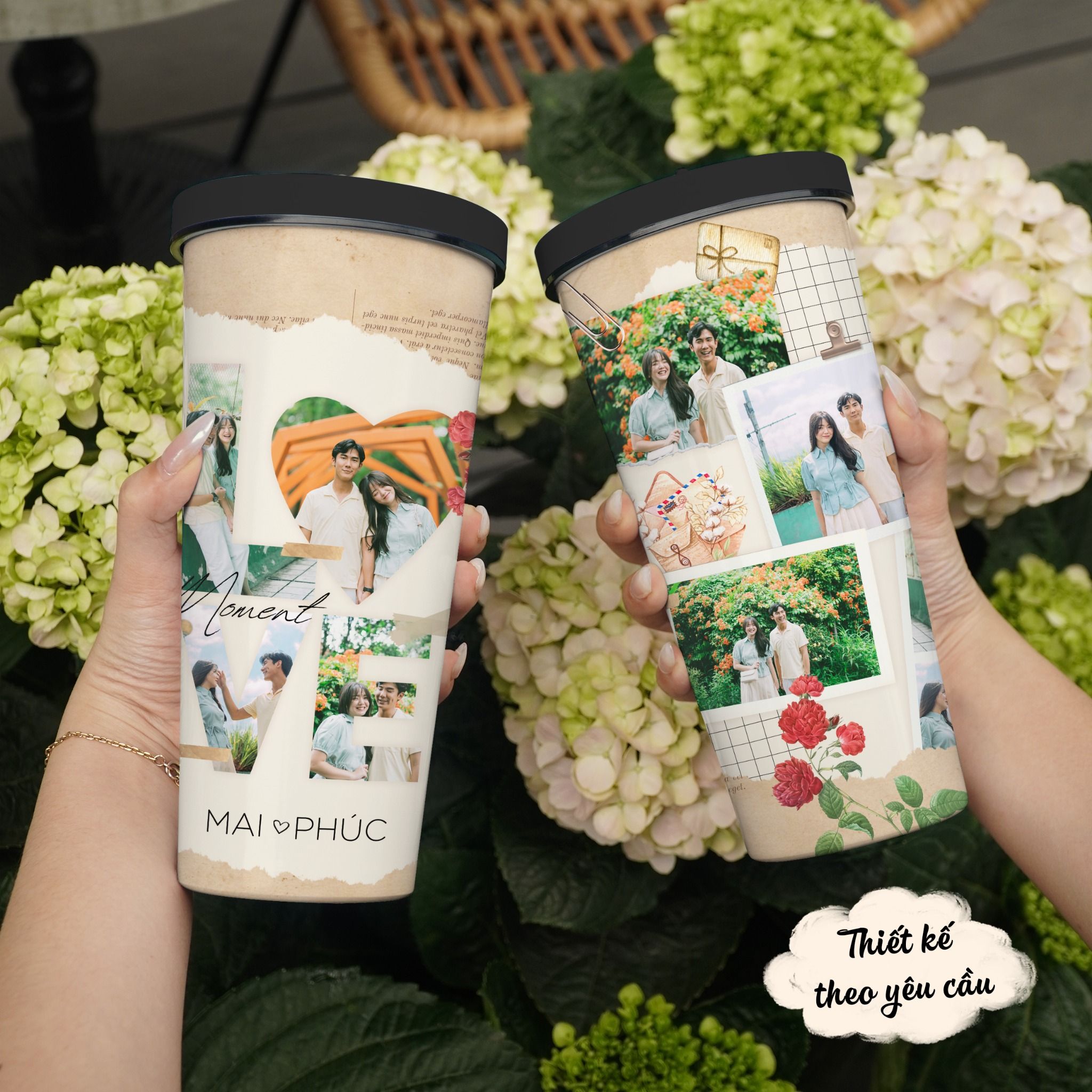 Ghép Ảnh Cặp Đôi Couple Love Go Drink In Tên Ghép Ảnh Ly giữ nhiệt 740ml In Tên, Hình Ảnh Theo Yêu Cầu